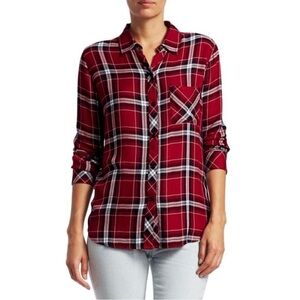 Rails | Hunter Plaid Button Down Shirt in Carmine/Navy/White | Sz S